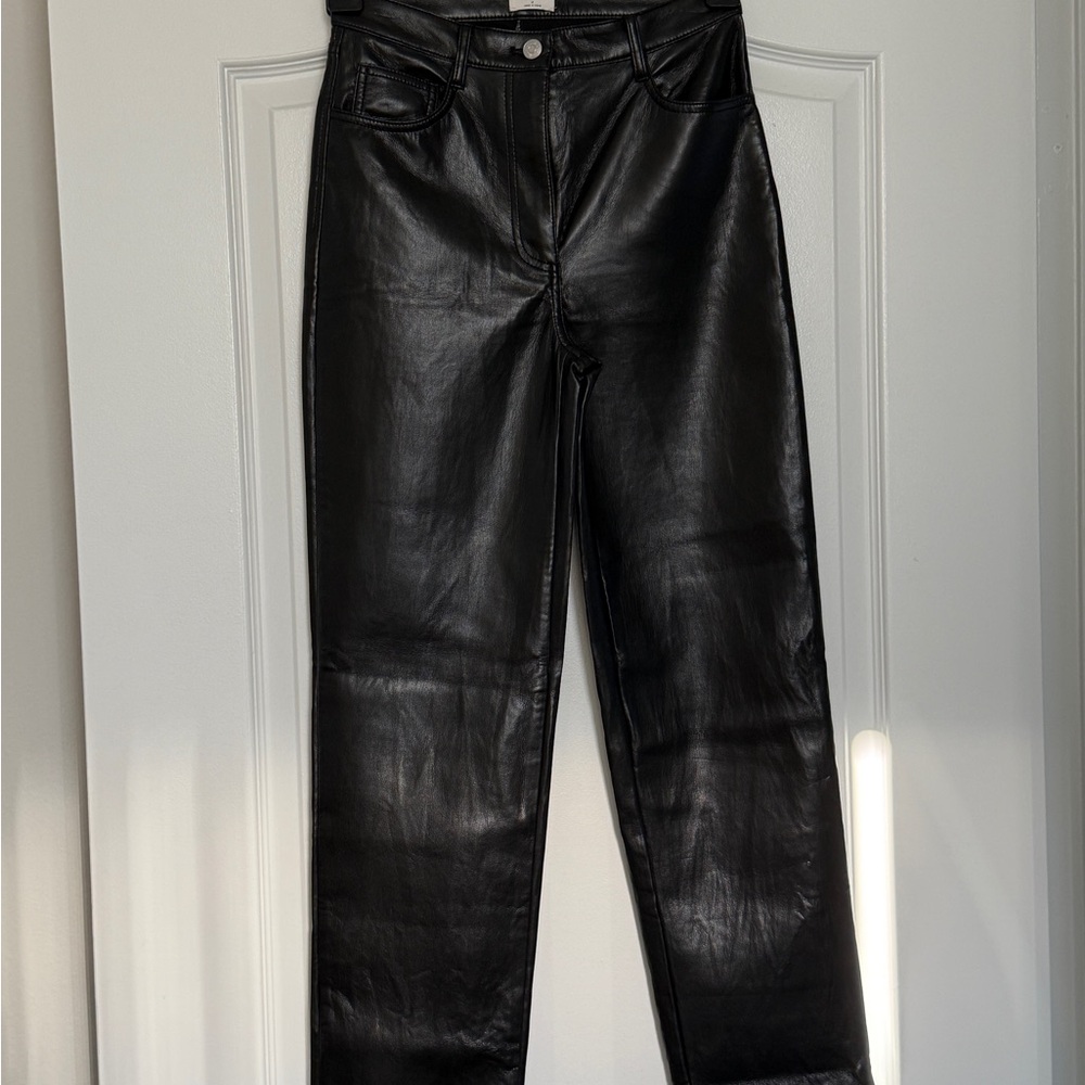 ARITZIA Wilfred Black Leather Melina Pants